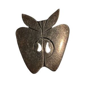 Vtg Rare Sterling Silver Cut Out Fruit Apple Brooch Pin Precious Metal Jewelry